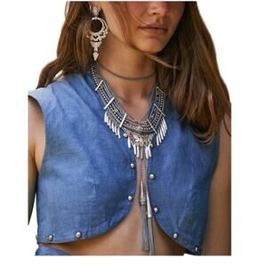 Kendra Scott Phara Fringe Necklace – Silver Wrap Style NWT Wester